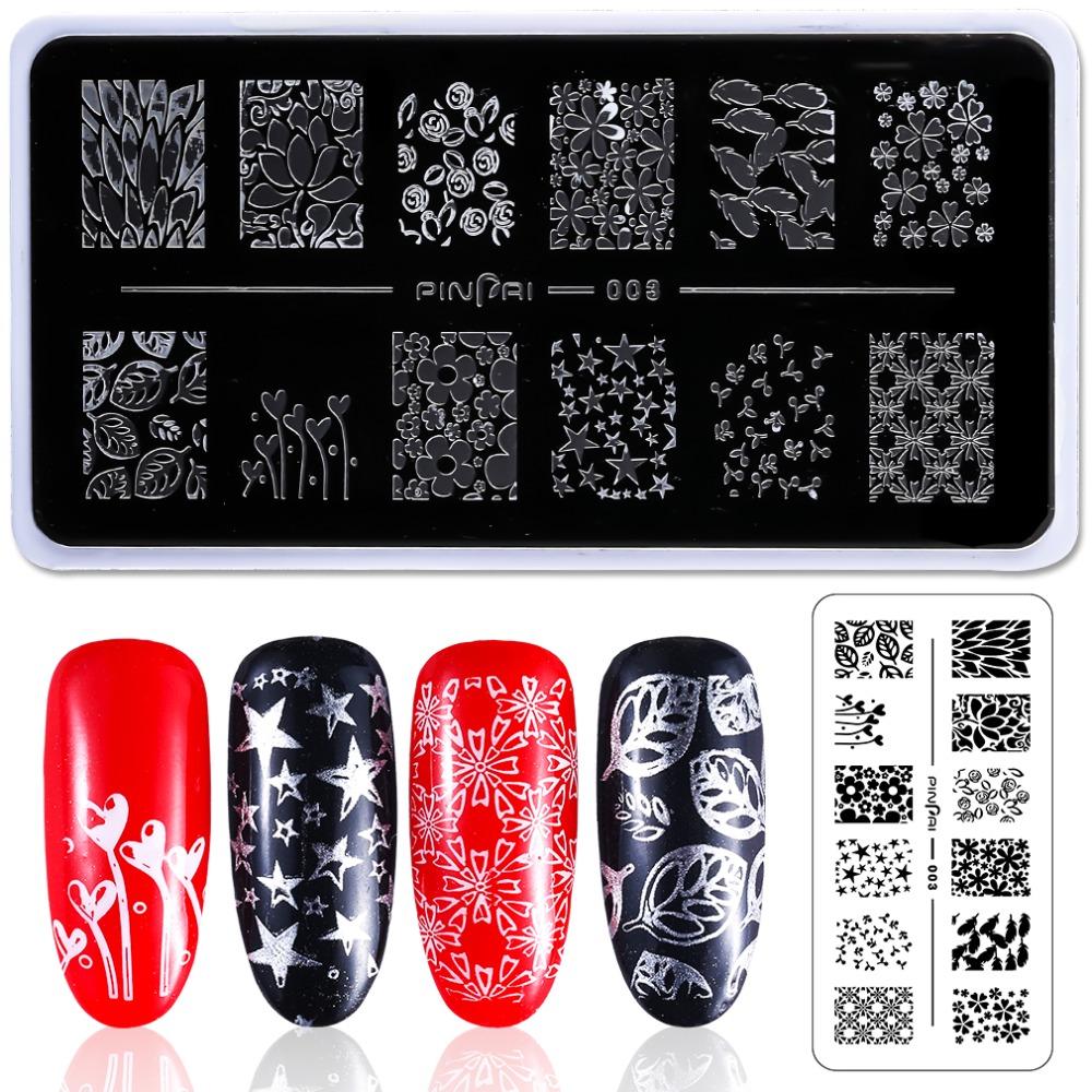 Plaque d'estampage en acier inoxydable Tampon Fleur Animal Geometry Time Time Modèle Manucure Nail Stamping Image Panneau F528