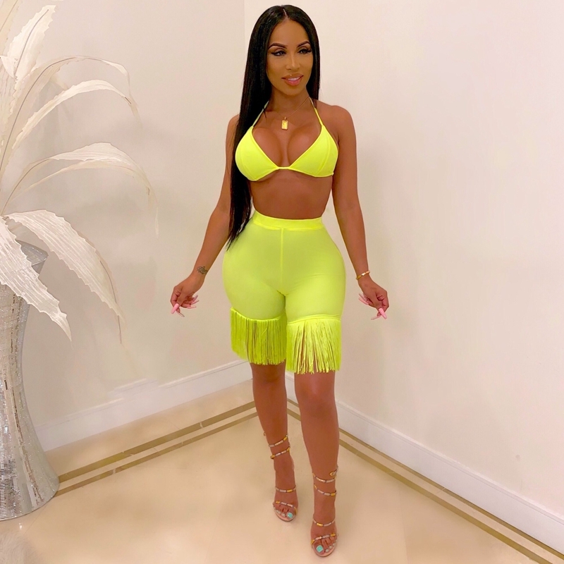 ZOOEFFBB Sexy Club Outfits 2 Piece Set Women Summer Rave Festival Clothing Crop Top Shorts Suits Two Piece Beach Matching Sets