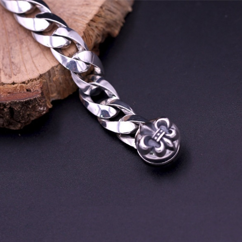 Gothic style 925 sterling silver handmade jewelry American European antique silver thick link chain vintage designer men's bracelets