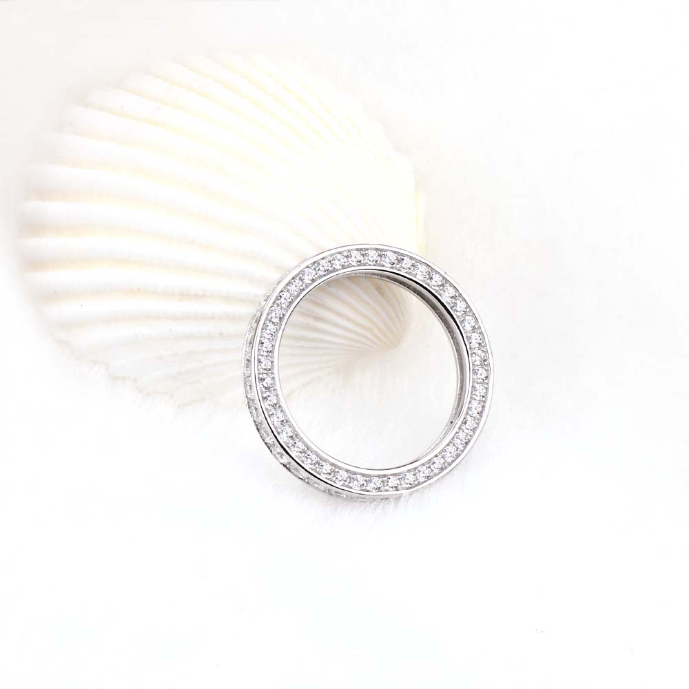 Fashion Vintage Jewelry Real 925 Sterling Silver Full Round Cut White Sapphire CZ Diamond Gemstones Women Wedding Band Ring Gift Size 5-10
