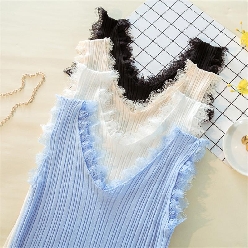New Spring Big Size Women Ice Silk Knitted Vest Solid Lace Tank Summer Outfits Lady Elastic Tanks Girl Slim Tops Bottomings 366, Black
New Spring Big Size Women Ice Silk Knitted Vest Solid Lace Tank Summer Outfits Lady Elastic Tanks Girl Slim Tops Bottomings 366, Black