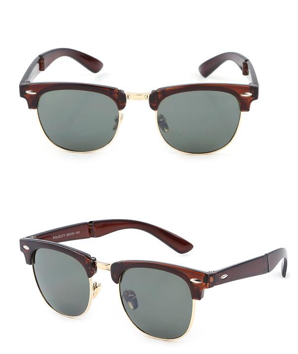 Unisex Folding Classic Sunglasses Fold Mttal Frame Portable Anti-UV Eyeglasses Goggles with Glasses Case black