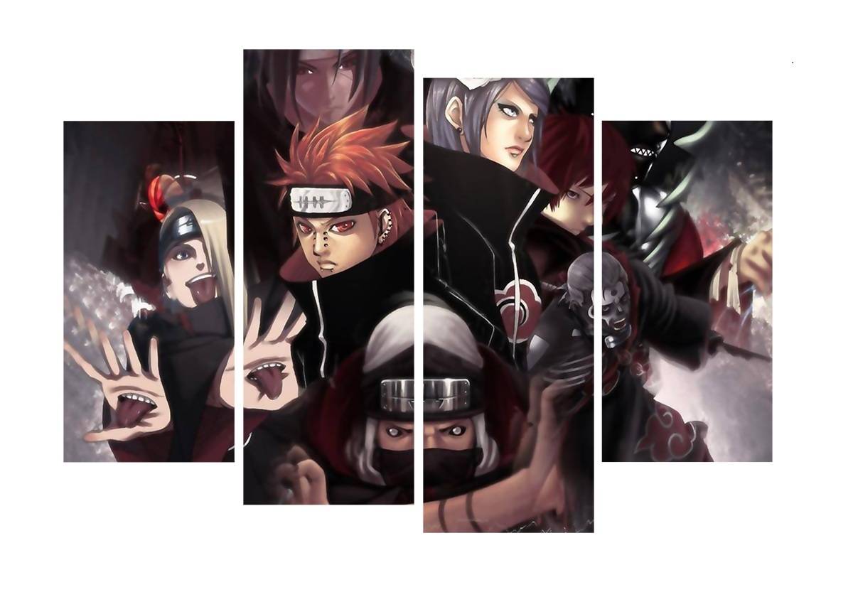 4pcs/set Unframed Naruto The Akatsuki Group Anime Poster Print On Canvas Wall Art Picture For Home and Living Room Decor