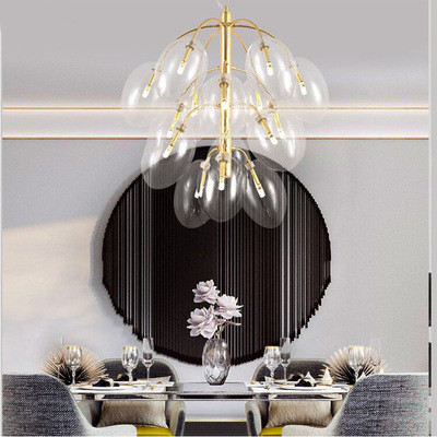 LED Chrome Grape Glass Pendant Lamps light 4/7/15/18 Dining Room Shop gold iron chandeliers