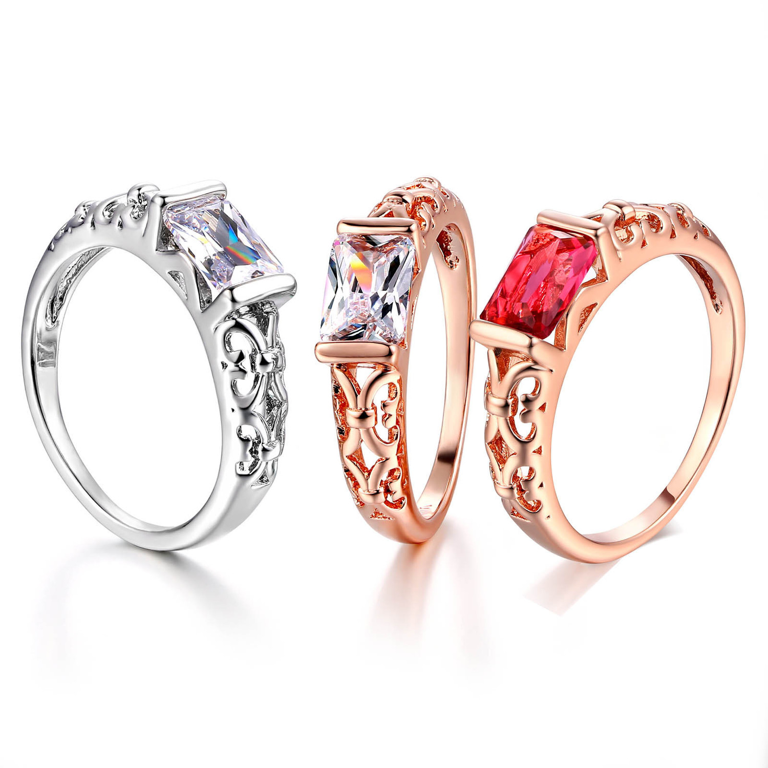 Jewelry Product Woman Rose Jin Baijin Electroplate Set Rectangle Red Transparent Crystal Zircon Ring
Jewelry Product Woman Rose Jin Baijin Electroplate Set Rectangle Red Transparent Crystal Zircon Ring