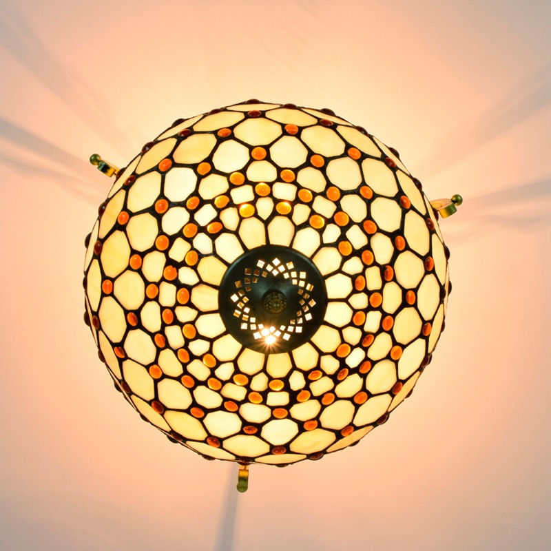 Tiffany style stained glass ceiling lights E27 hotel hall lamp AC220V Minimalist white chandelier TF095