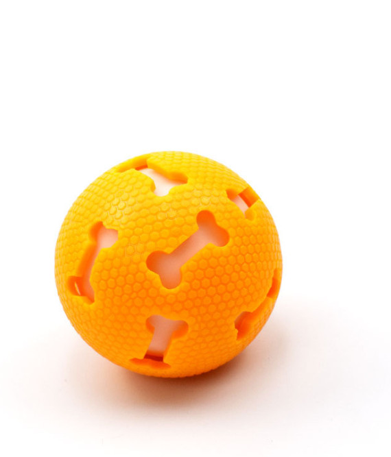 The latest pet toys, hollow bones, 2 styles, luminous vocal ball, 7.5cm dog and cat bite-resistant natural rubber toy