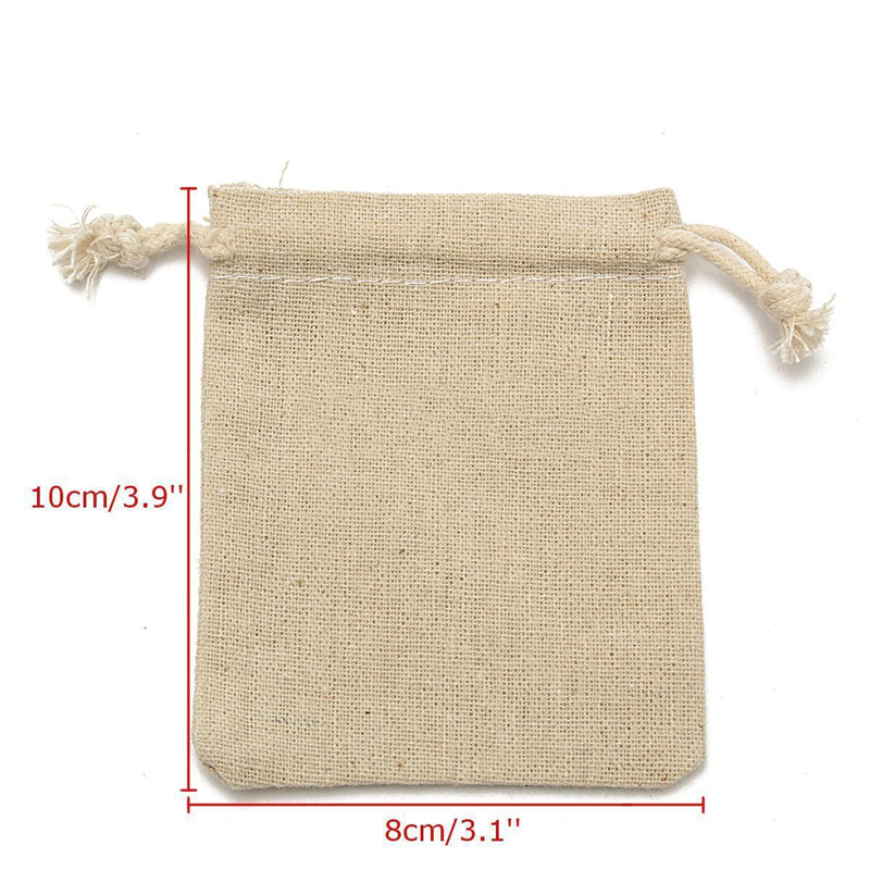 50Pcs Small Linen Bags Pouch Jute Sack Gift Bags Drawstring Bag Jewelry Christmas Gift Pouch For Home Party Storages 10cmx8cm