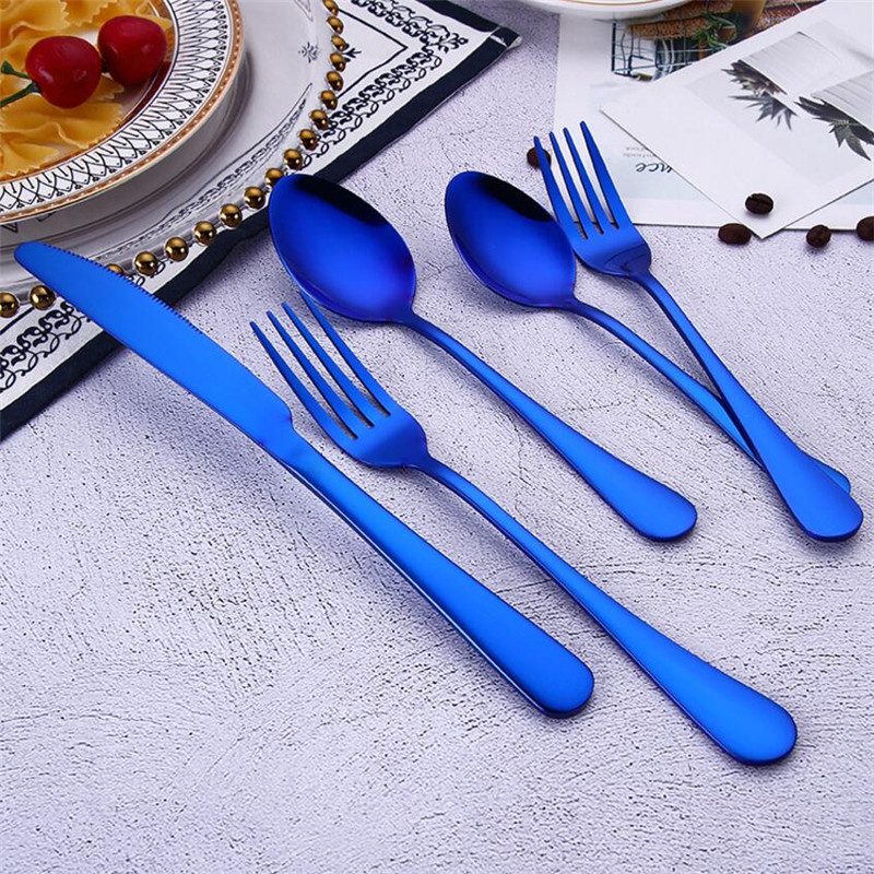 5 pcsset flatware sets 6 colors dinner set flatware fork knife spoon teaspoon sets elegant cutlery kitchen accessories9516703