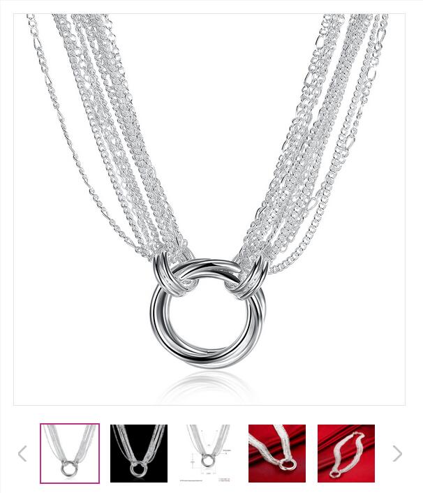 Hot sale many line three ring necklace sterling silver plate necklace SN264,wholesale fashion 925 silver Chains necklace factory direct sale