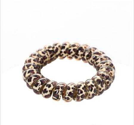 Leopard Hair Bands Spiral Shape Hair Ties Telephone Wire Gum Rubber Hairband Ponytail Hair Rope Children Headwear Accessories 3 Colors