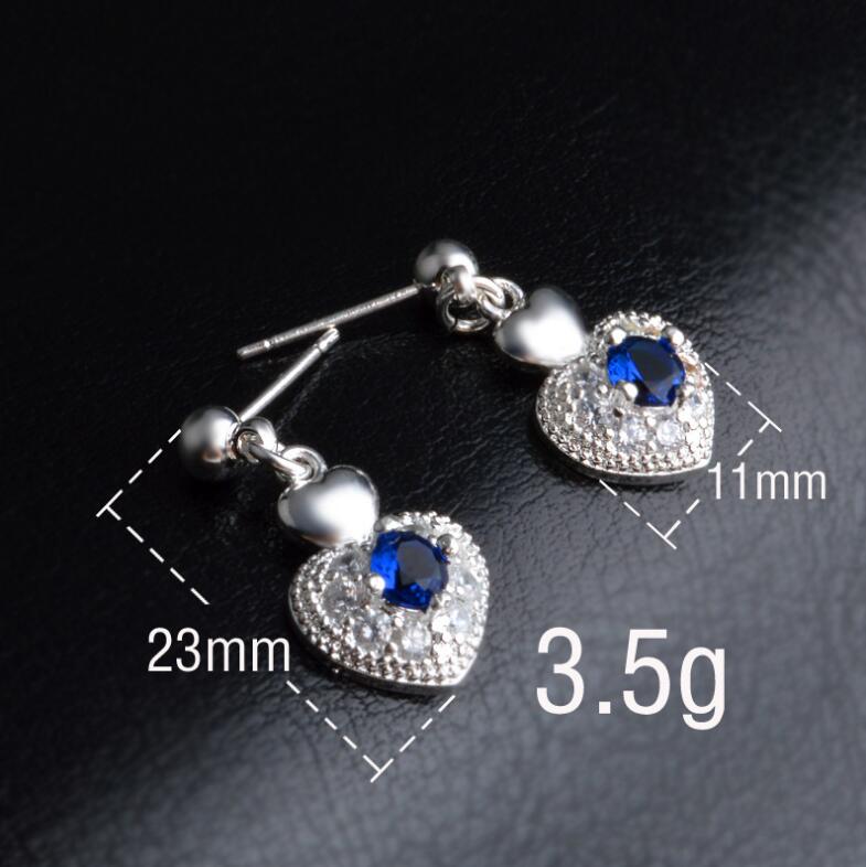 Brand new high grade 925 sterling silver Zircon Heart Set - Blue jewelry sets DFMSS772 Factory direct sale free shipping wedding