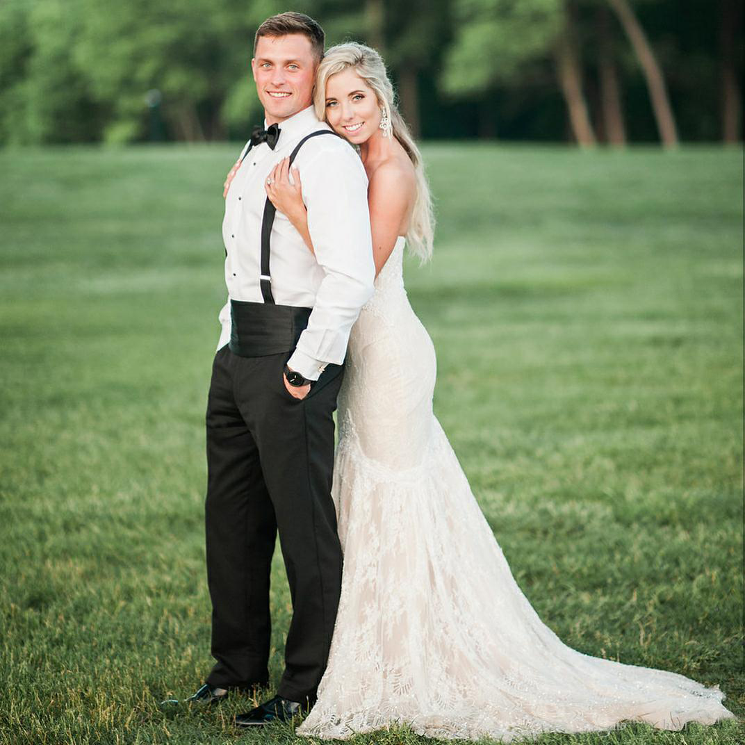 Country Wedding Dresses Full Lace Sweetheart Mermaid Bridal Gowns Sweep Train Custom Made Wedding Dress Slim Fit