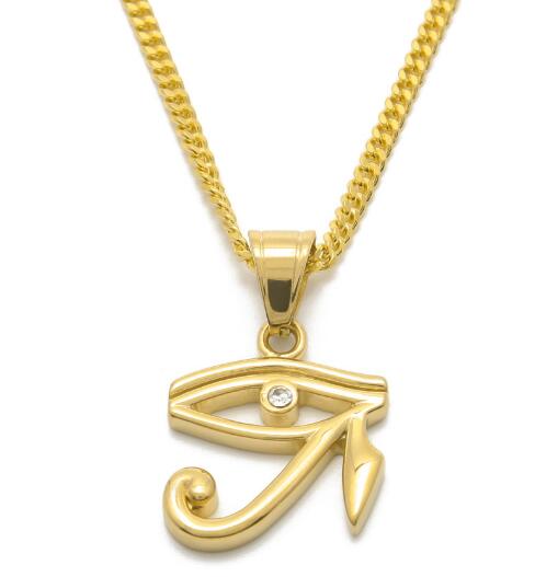316L Stainless Steel Gold color Egyptian The Eye of Horus pendant necklace hip hop Wedjat Eye necklaces for unisex jewelry wl1113