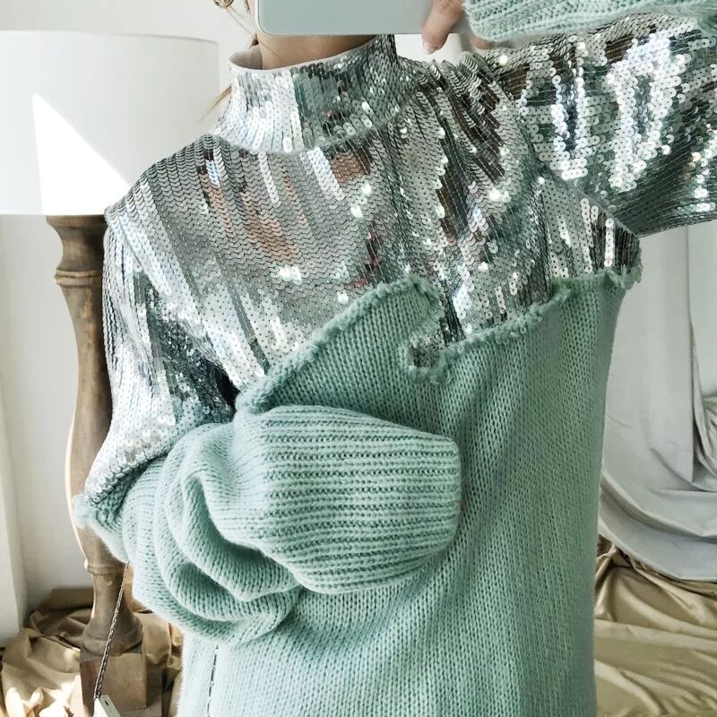 2020 New Turtleneck Sequin Sweatshirt Pullovers Casual Hot Sale Trendy Autumn Winter Knitting Clothes, Bright blue
2020 New Turtleneck Sequin Sweatshirt Pullovers Casual Hot Sale Trendy Autumn Winter Knitting Clothes, Bright blue