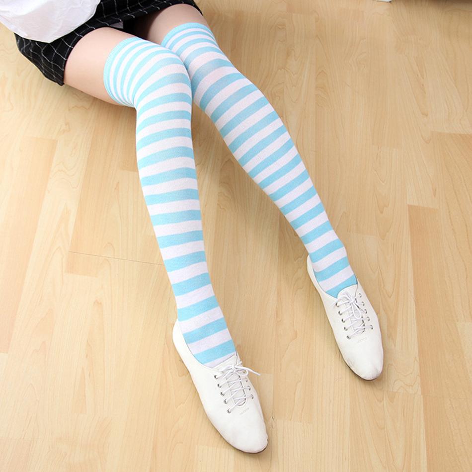 women Stockings Striped Printed Socks Knee High Socks Fashion Stockings Thigh Girls Sport long Socks Party Dress Up Leggings