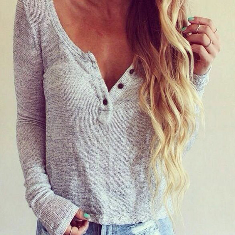 Gray Knitted Tops Women Sweater Sexy Autumn V Neck Button Female Jumper Knitwear Long Sleeve Solid Ladies Knitwear Blusas, As pic
Gray Knitted Tops Women Sweater Sexy Autumn V Neck Button Female Jumper Knitwear Long Sleeve Solid Ladies Knitwear Blusas, As pic