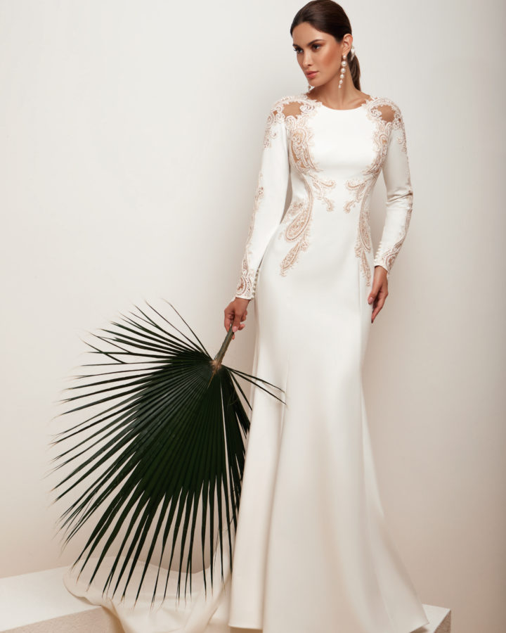 mermaid wedding dresses jewel neck beads applique long sleeve satin wedding dress sweep train vestidos de novia, Light yellow
mermaid wedding dresses jewel neck beads applique long sleeve satin wedding dress sweep train vestidos de novia, Light yellow