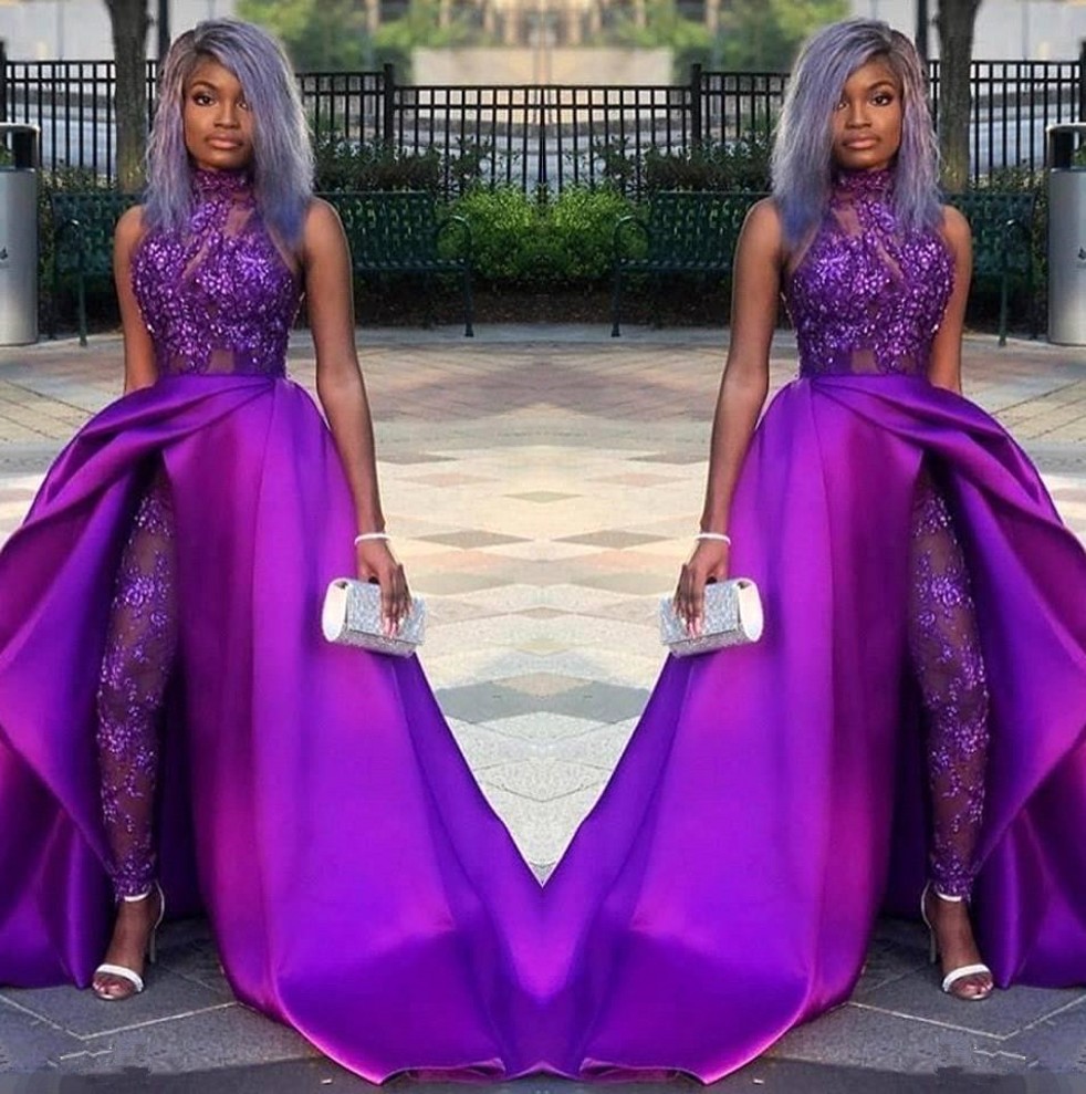 2020 Prom Jumpsuits Dresses With Detachable Train High Neck Lace Appliqued Evening Gowns African Party Women Pant Suits BC2479, Same as picture
2020 Prom Jumpsuits Dresses With Detachable Train High Neck Lace Appliqued Evening Gowns African Party Women Pant Suits BC2479, Same as picture