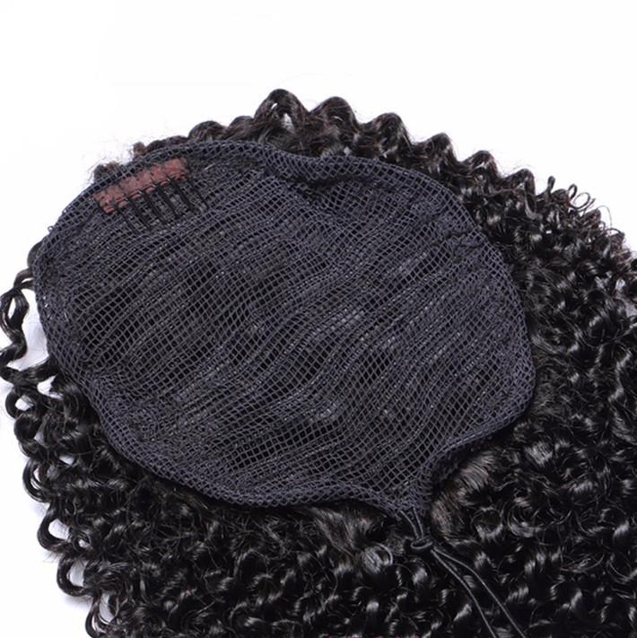 African kinky curly hair ponytail hairpiece clip virgin brazilian weave pony tail hair kinky drawstring ponytail hair extension 120g colors