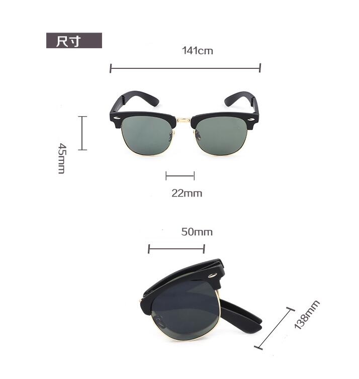 Unisex Folding Classic Sunglasses Fold Mttal Frame Portable Anti-UV Eyeglasses Goggles with Glasses Case black