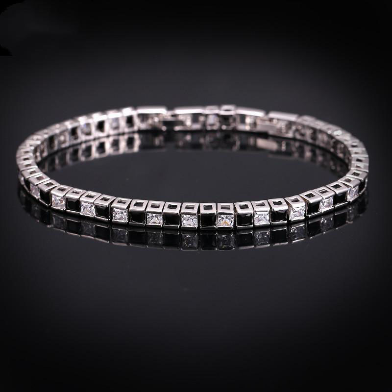 New Trendy White Gold Plated Square CZ Tennis Braclet for Girls Women for Party Wedding Gift for Friend