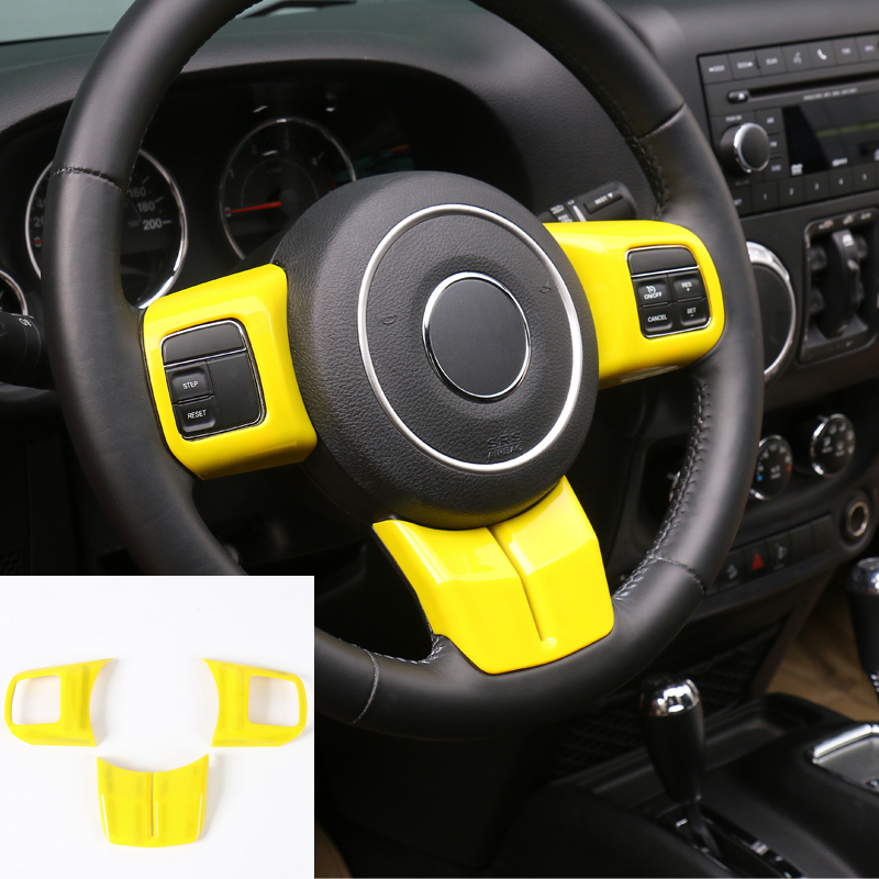 ABS Steering Wheel Buttons Decorative Cover 3pcs For Jeep Wrangler JK 2011-2017 High Quality Auto Interior Accessories