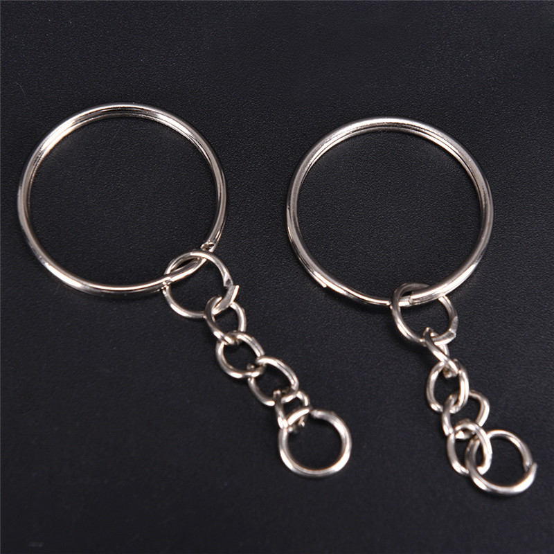 Fashion-Color 25mm Keyring Keychain Split Ring With Short Chain Key Rings Women Men Diy Key Chains Accessories 200pcs