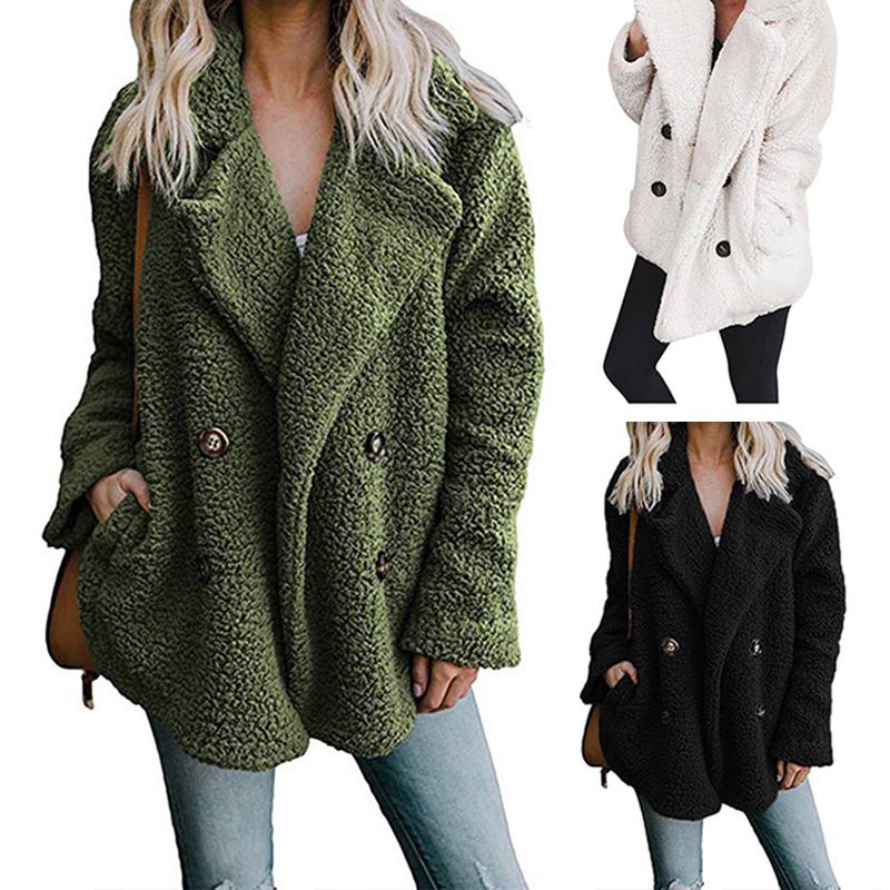 Women Autumn Winter Lapel Pocket Button Long Sleeves Warm Solid Color Woolen Coat Outwear Jacket
Women Autumn Winter Lapel Pocket Button Long Sleeves Warm Solid Color Woolen Coat Outwear Jacket