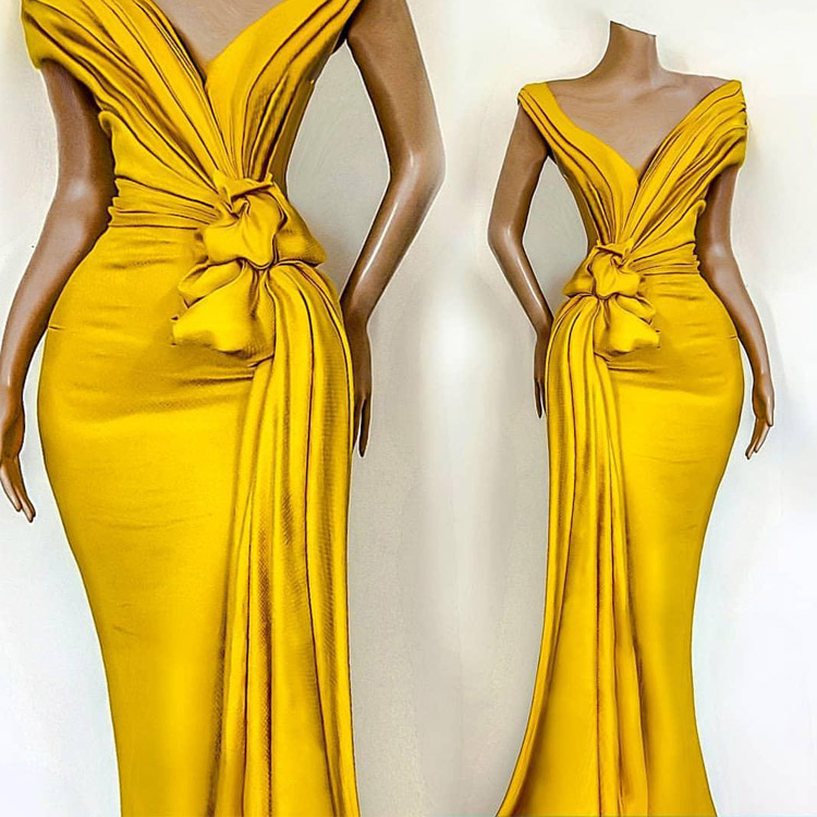 Yellow 2020 African Evening Dresses Pleats Knoted Mermaid Prom Gowns V Neck Short Sleeve Ruffles Formal Party Celebrity Gowns, Water melon
Yellow 2020 African Evening Dresses Pleats Knoted Mermaid Prom Gowns V Neck Short Sleeve Ruffles Formal Party Celebrity Gowns, Water melon