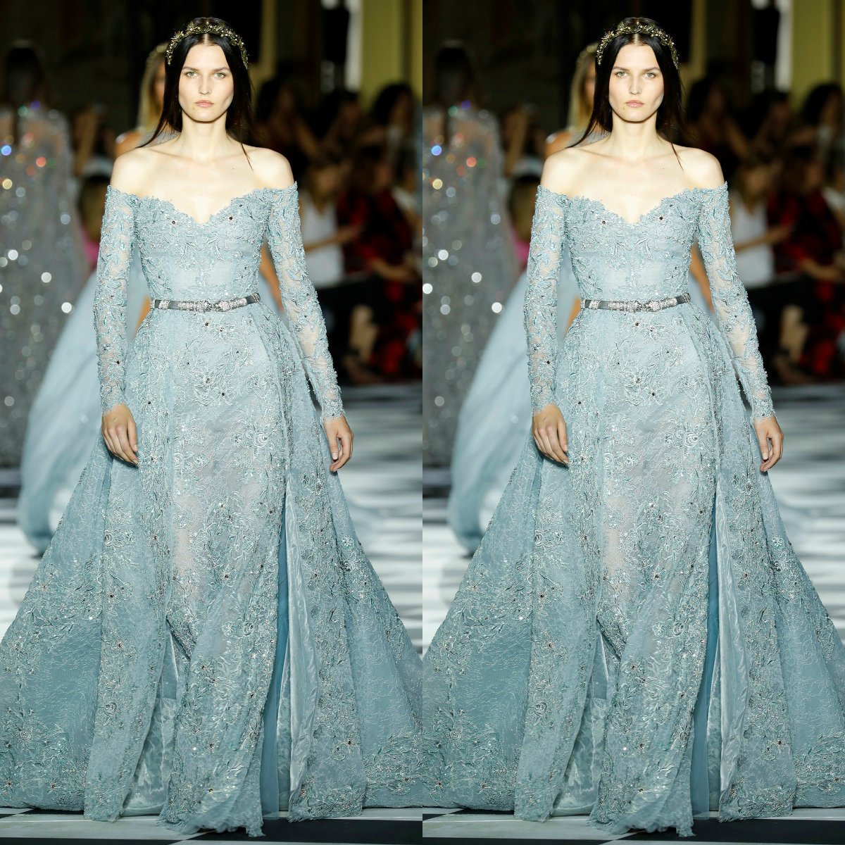 Zuhair Murad Prom Dresses With Detachable Train 2019 Sexy Long Sleeve Lace Appliqued Sequins Beaded Evening Dress Cocktail Party Gowns