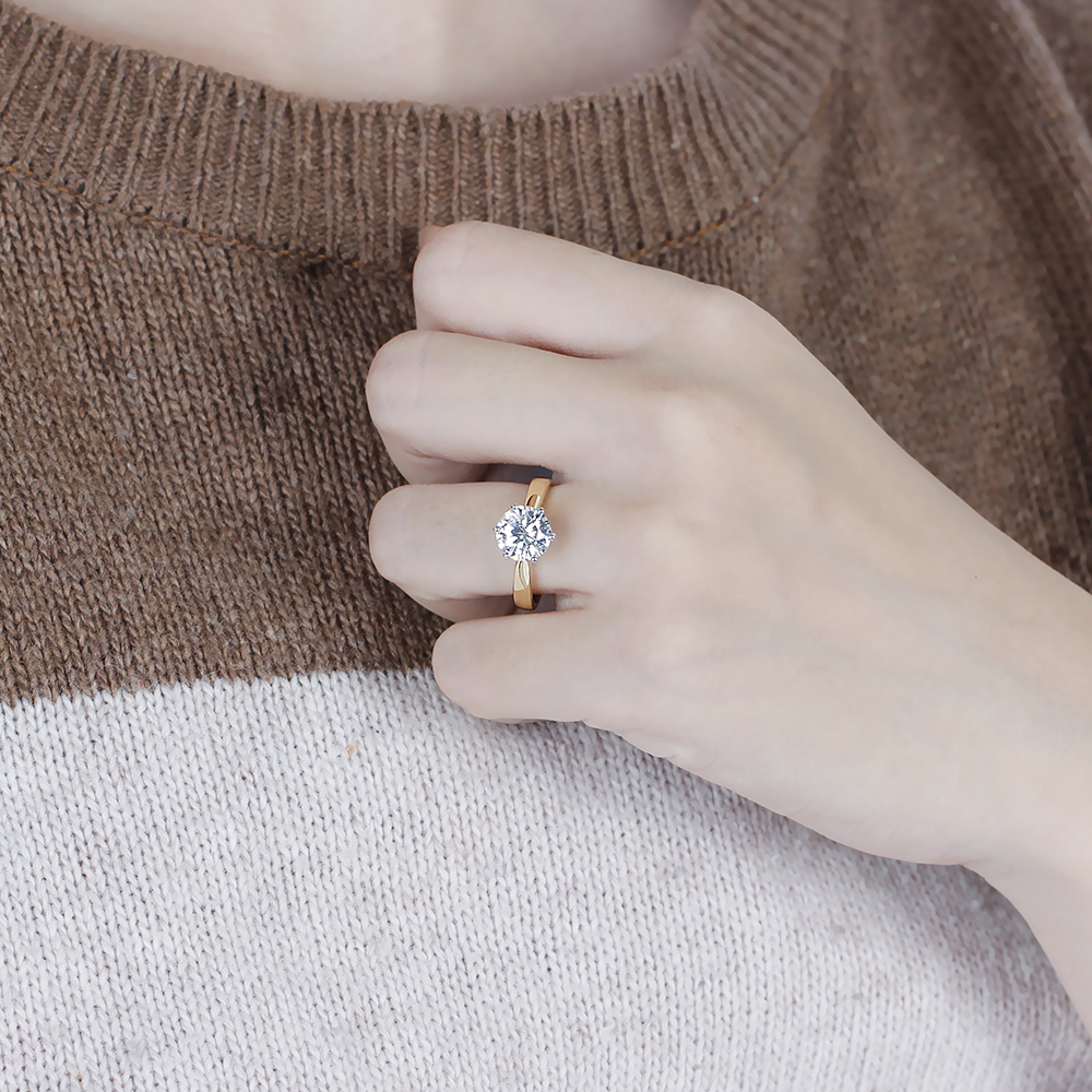 Transgems 14k 585 Two Tone Gold Moissanite Engagement Ring For Women Center 2ct 8mm F Color Moissanite Gold Ring With Accent Y19061203