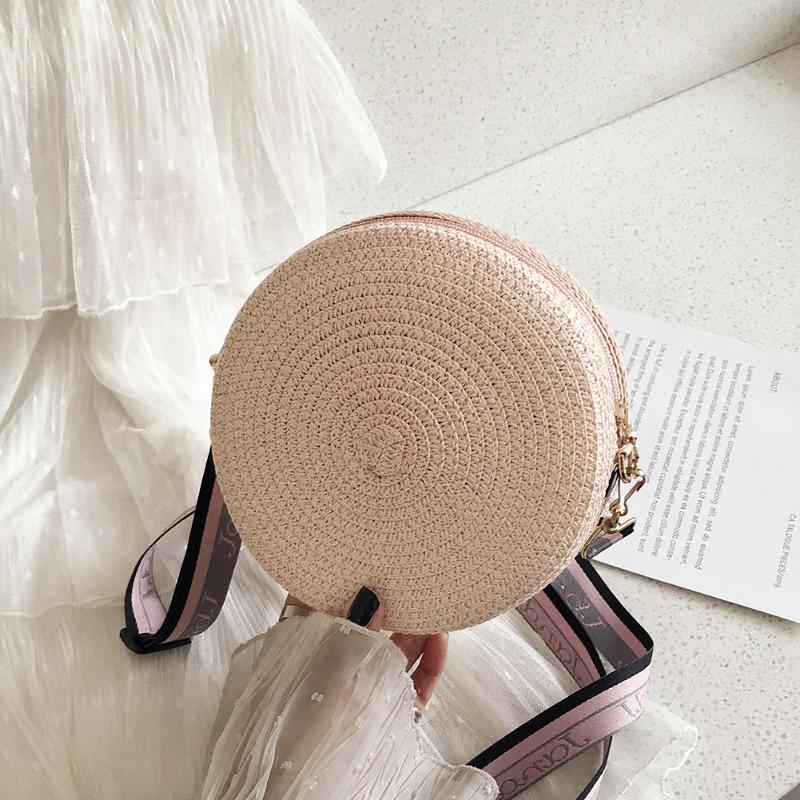 Handmade Straw Weave Round Women Bag Small Summer Beach Travel Shoulder Bag, Pink
Handmade Straw Weave Round Women Bag Small Summer Beach Travel Shoulder Bag, Pink