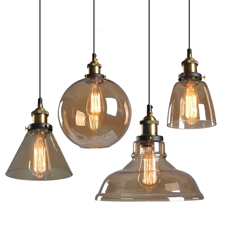 Modern Industrial Glass Chandelier Vintage Hanglamp Stained Smoky Glass Ceiling Suspension Chandelier Lighting Fixture