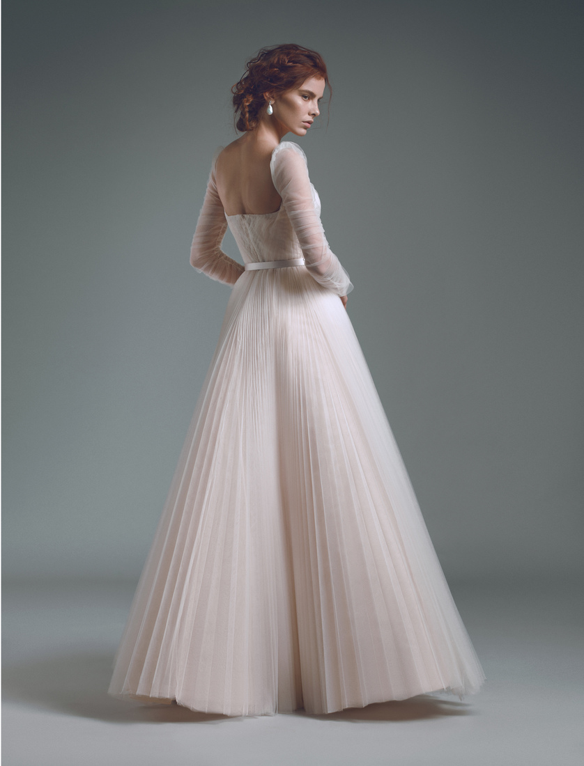 2020 Pink Evening Dresses Sweetheart Ruffle Long Sleeves Prom Dress Backless Belt Sweep Train Custom Made Formal Party Gown
