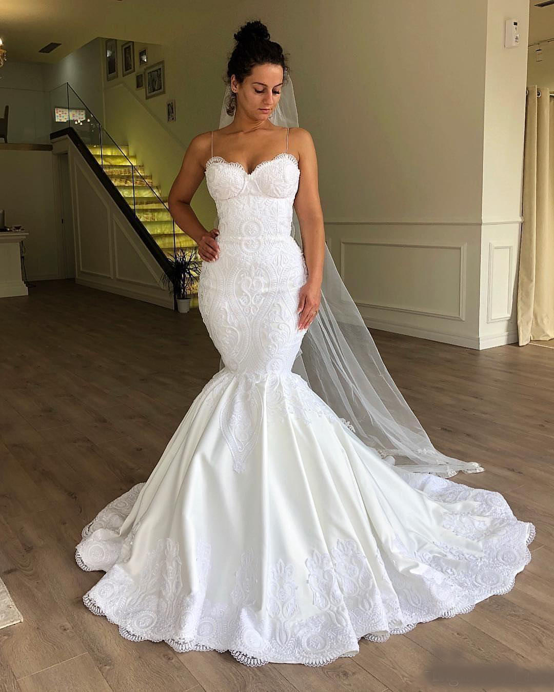 South African Black Girls modest white boho plus size spring mermaid wedding dresses bridal gowns 2020 robe de mariée Abendkleider