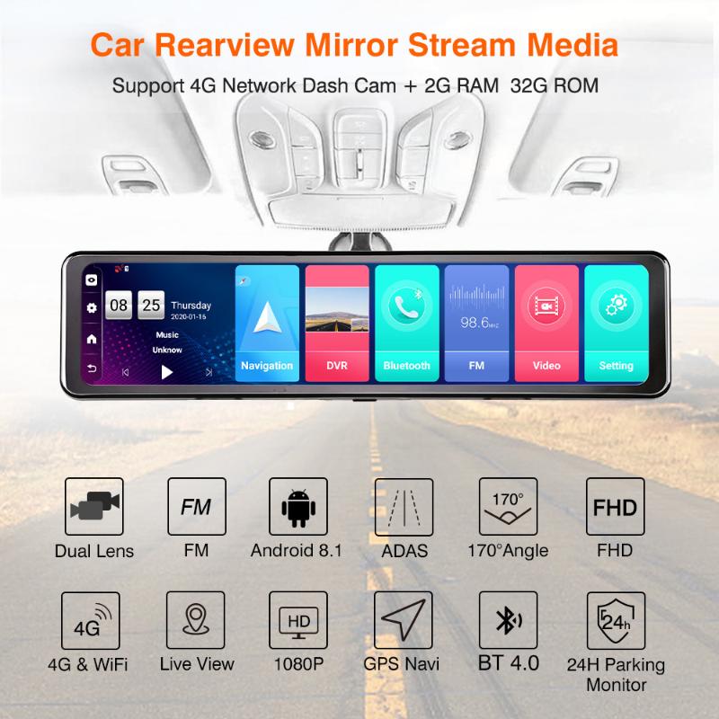 Android 8.1 Car DVR 12" Rearview Mirror Stream Media Dual HD 1080P Car Mirror WIFI Rear View 2020 New GPS 24H Parking Monitor
Android 8.1 Car DVR 12" Rearview Mirror Stream Media Dual HD 1080P Car Mirror WIFI Rear View 2020 New GPS 24H Parking Monitor