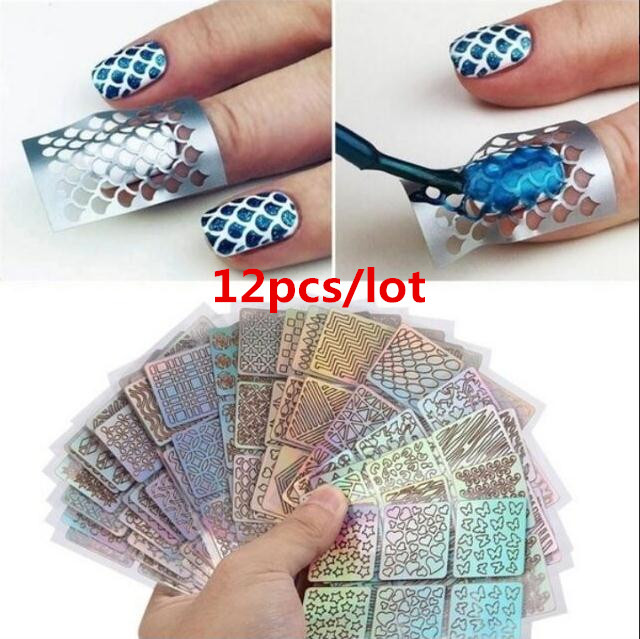 12 sheet/Lot reusable 3D nail art DIY stickers vinyl stencil guide hallow sticker manicure curved wave laser tip new, Mix color
12 sheet/Lot reusable 3D nail art DIY stickers vinyl stencil guide hallow sticker manicure curved wave laser tip new, Mix color