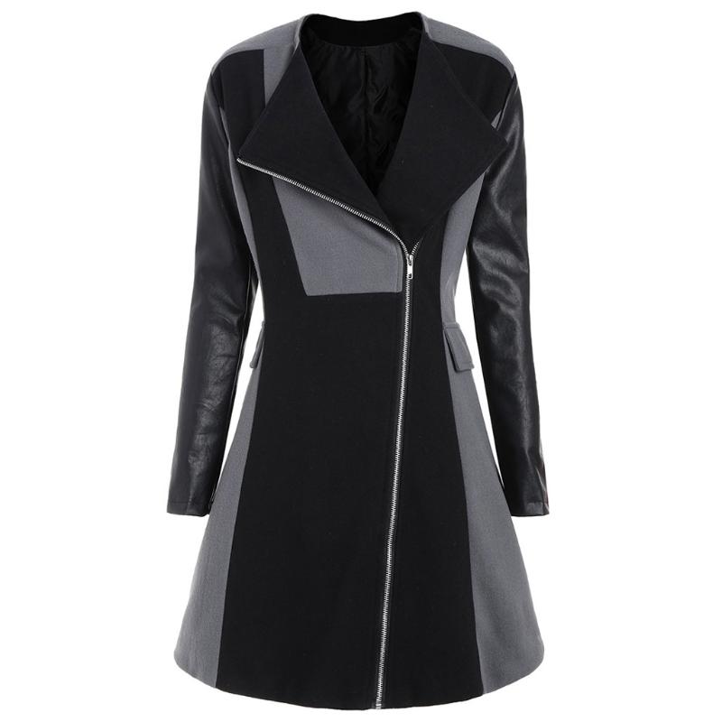 2019 Winter New Fashion Slim Women Warm Woolen Leather Patchwork Long Coat Jacket Overcoat Outweart Z108, Gray
2019 Winter New Fashion Slim Women Warm Woolen Leather Patchwork Long Coat Jacket Overcoat Outweart Z108, Gray