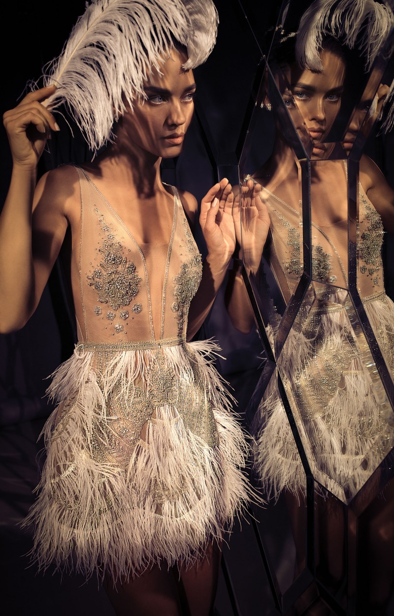 2019 Elihav Sasson Feather Cocktail Dresses Beading Sexy V Neck Illusion Short Backless Prom Dress Evening Wear Party Gowns For Women