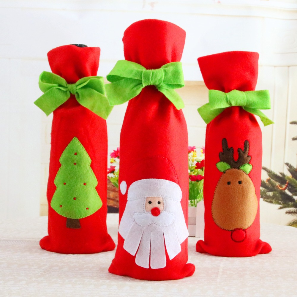 Christmas Decor Red Wine Bottle Sleeve with Green Bow Tie Embroidered Pattern Gift Bag Santa Claus 6 pcs/lot Party Ornament Xmas
Christmas Decor Red Wine Bottle Sleeve with Green Bow Tie Embroidered Pattern Gift Bag Santa Claus 6 pcs/lot Party Ornament Xmas