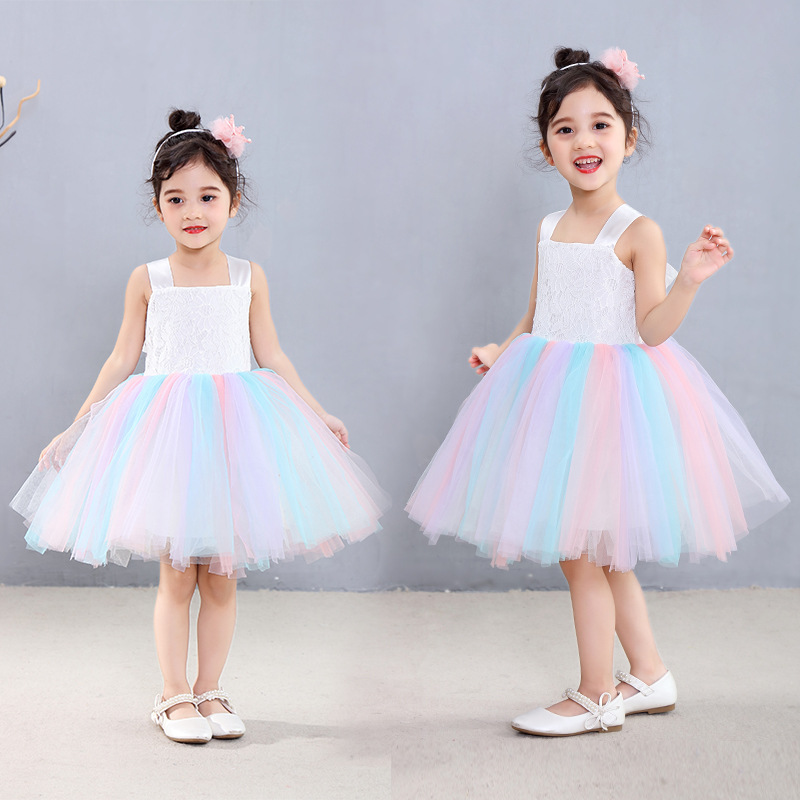 Girls banquet dress lace rainbow princess dress girls birthday party stage performance clothing, Multi
Girls banquet dress lace rainbow princess dress girls birthday party stage performance clothing, Multi
