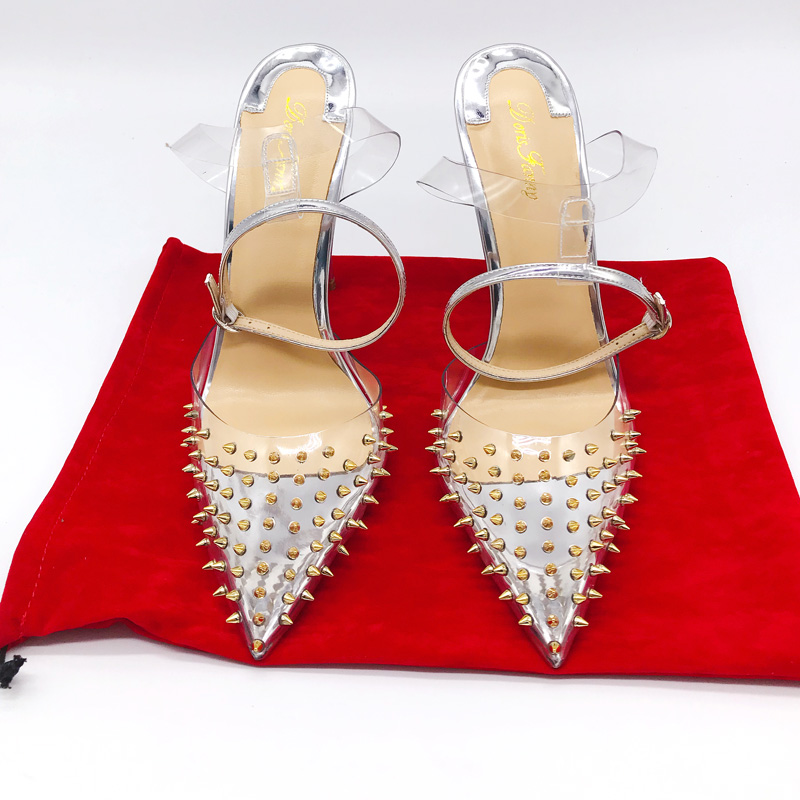 Casual Designer Sexy lady Slingback Women shoes 2018 New Spring Summer Sandals Transparent heels PVC rivets Wedding Shoes Clear Strap Heels, Silver 10cm
Casual Designer Sexy lady Slingback Women shoes 2018 New Spring Summer Sandals Transparent heels PVC rivets Wedding Shoes Clear Strap Heels, Silver 10cm