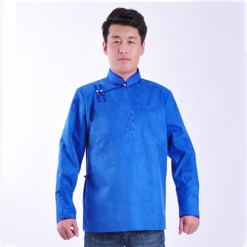 Mongolian ethnic clothing Traditional tang suit Costumes for Men National stand collar top Grassland living clothes Asia Adult Wear
