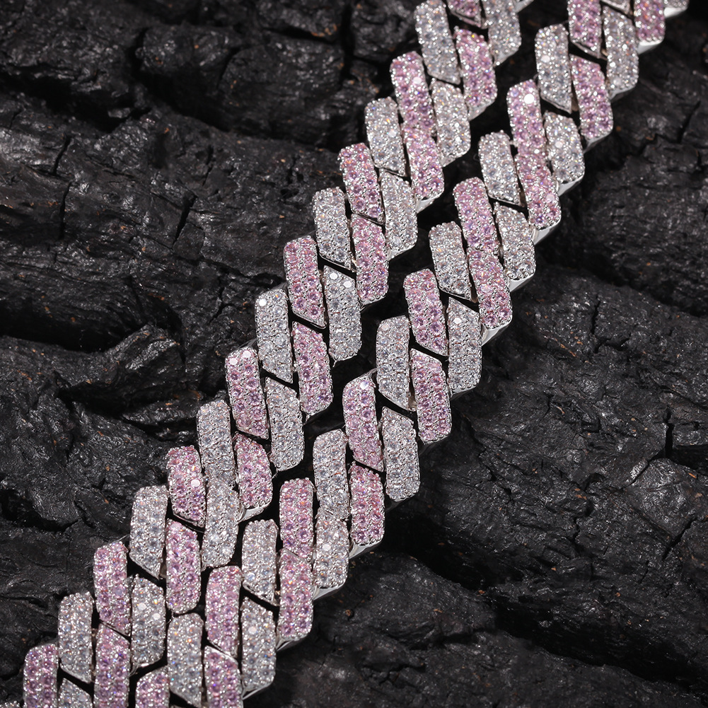 13mm 20mm Gold Bling Diamond Cuban Link Chain Necklace Choker for Men Iced Out 2 Tone Pink 5A CZ Cubic Zirconia Curb Chains Miami Hip Hop Rapper Jewel