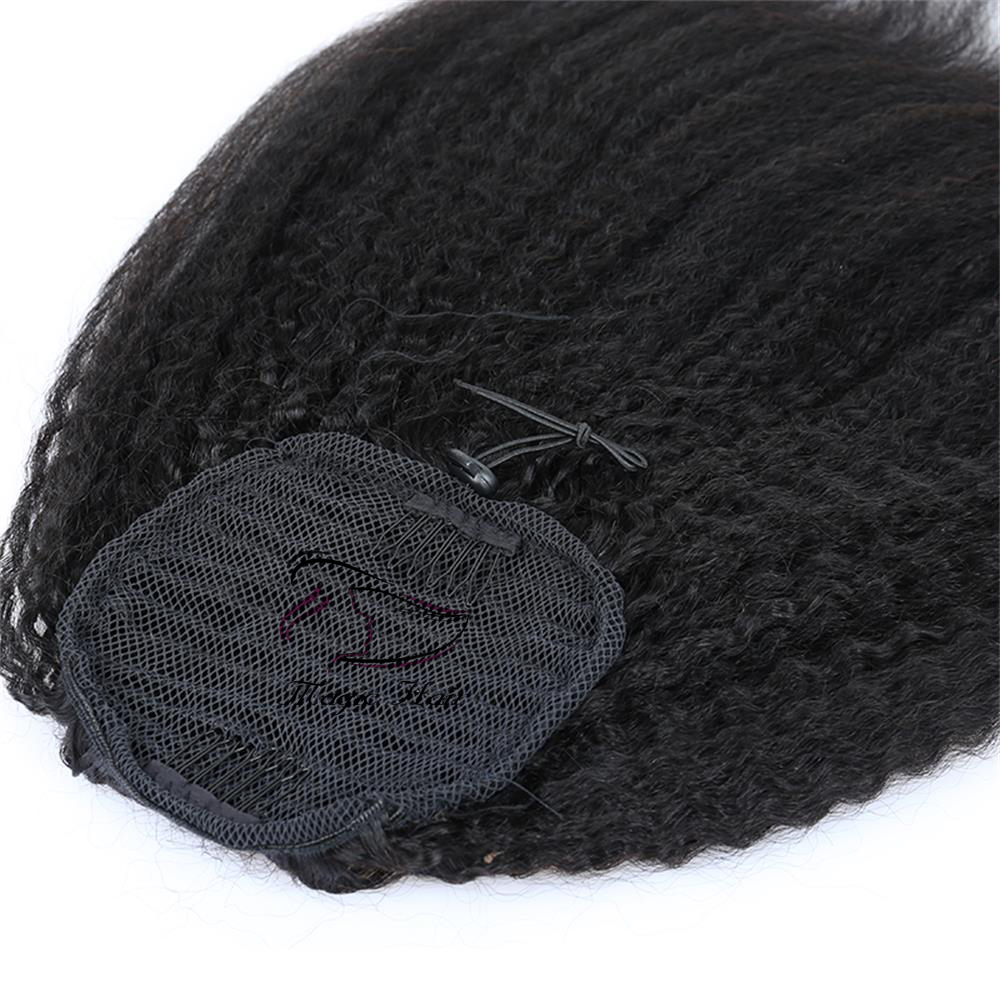 Afro Kinky straight Human Hair Ponytail For Black Women Brazilian Virgin Hair Drawstring Ponytail Hair Extensions 10-20 inch