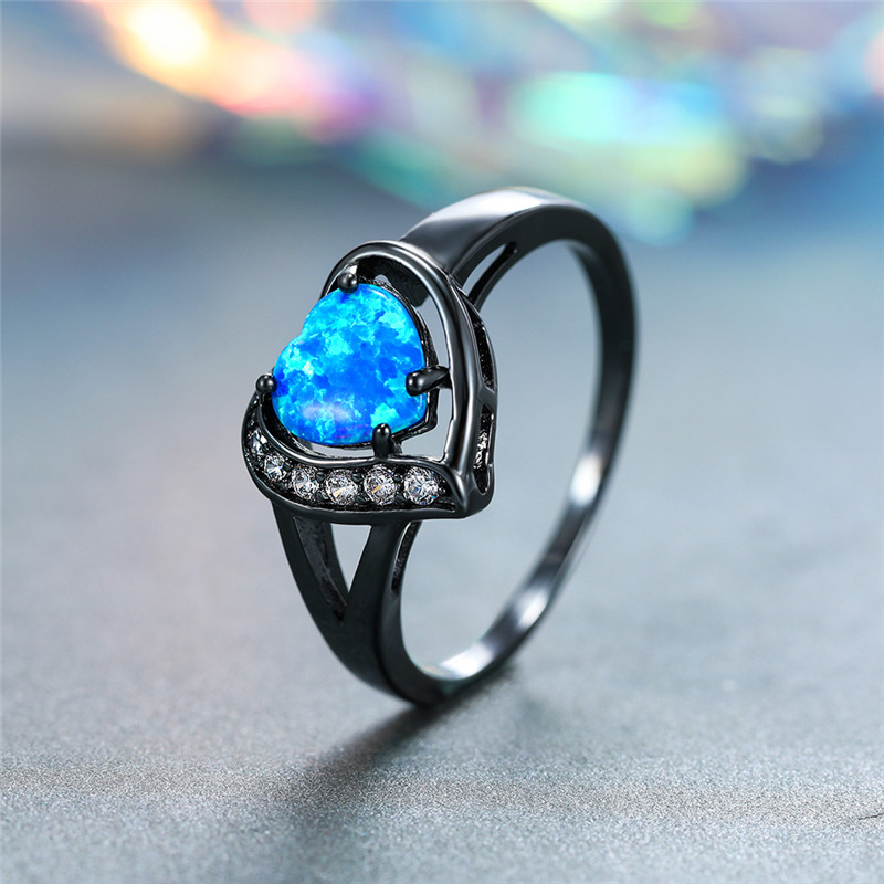 Cute Female Blue Opal Heart Ring Vintage Black Gold Wedding Rings For Women Promise Love Engagement Ring
Cute Female Blue Opal Heart Ring Vintage Black Gold Wedding Rings For Women Promise Love Engagement Ring