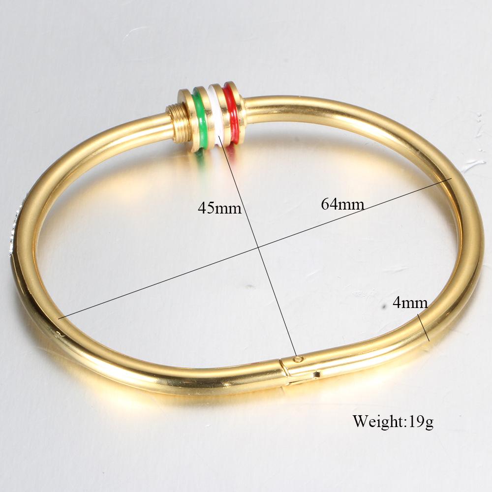 Titanium Jewelry for Women Stainless Steel Cuff Bangle Bracelet with Colorful Diamonds Gold Silver Rose Gold Lightweight for Daily Use Z250910