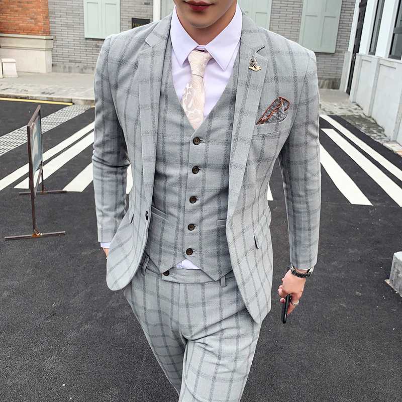 Men's Suits & Blazers Elegant Black Gray Plaid Suit Man 2021 Autumn Slim Fit Mens Wedding Costume 3 Piece Homme Formal For Men Q176
Men's Suits & Blazers Elegant Black Gray Plaid Suit Man 2021 Autumn Slim Fit Mens Wedding Costume 3 Piece Homme Formal For Men Q176