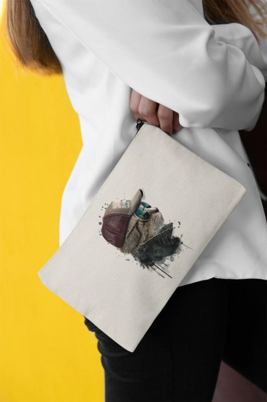 Angemiel Clutch Streetstyle Vicinity Cat Portfolio Hand Makeup Bag